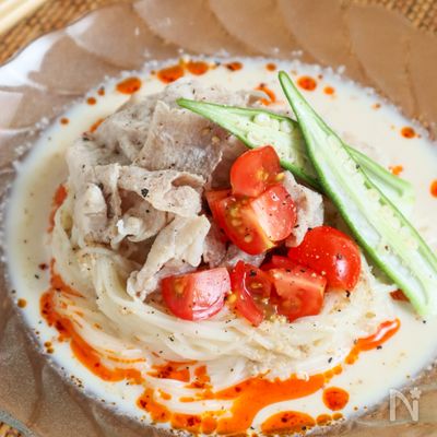 コク旨まろやか♫豚しゃぶ胡麻豆乳そうめん