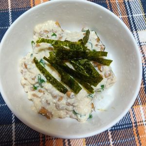 RON♪RONの作ってみた!投稿(混ぜてのせるだけ♪豆腐と納豆で即席とろろ風「ふわネバねぎ丼」)