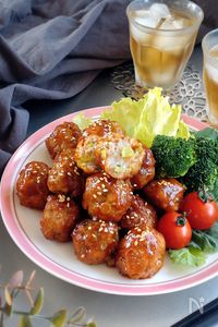 レンジで簡単☆ケール入りミートボール。