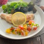 【柑橘香る白身魚のムニエル】オレンジ入りサルサソースを添えて