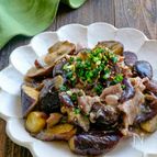 レンジで簡単♪なすと豚こまの旨ぽん炒め風