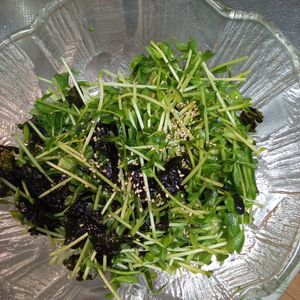 鶏皮坊主の作ってみた!投稿(パパっと和えるだけ♪豆苗とツナのチョレギ風サラダ)