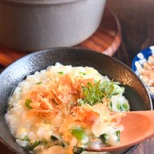【卵でふんわり】おかか乗せ七草卵がゆ☆無病息災を願って☆