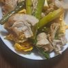 ミナの作ってみた!投稿(とろふわ卵と豚肉とアスパラの甘辛炒め)