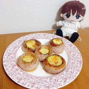 えりかの作ってみた!投稿(一気に巻くので手間なし♪豚巻きズッキーニの甘酢ねぎ照り焼き)