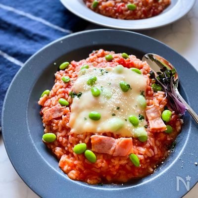 冷やごはんリメイク★
ベーコントマトチーズリゾット