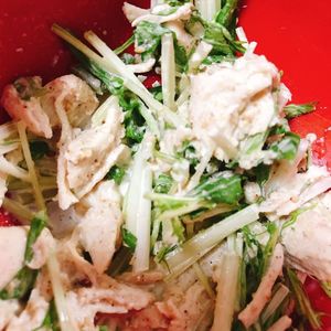 418913の作ってみた!投稿(市販に負けない自慢の味♡手作りごまドレdeささみと水菜サラダ)