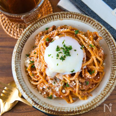レンジで簡単 温玉デミ風パスタ By あーちゃん レシピサイト Nadia ナディア プロの料理家のおいしいレシピ