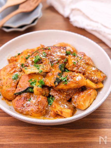 鶏肉とかぼちゃのカレーマスタードソース