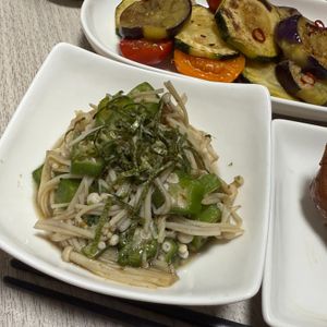みーこの作ってみた!投稿(レンジで3分！【オクラとえのきのおかかぽん酢和え】腸活にも◎)