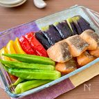 梅風味でさっぱりと♩鮭と夏野菜の揚げ浸し
