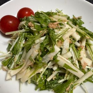 ゆっこの作ってみた!投稿(やみつき!居酒屋風♪『大根と水菜のシャキシャキサラダ』)