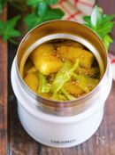 春キャベツと油揚げのジンジャーカレースープ【#スープジャー】