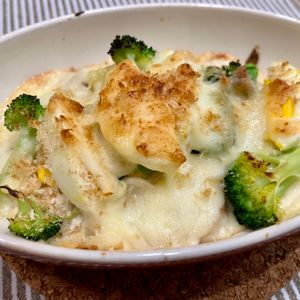1194348の作ってみた!投稿(新じゃがゴロゴロほくほく♡【濃厚ベーコンポテトグラタン】)