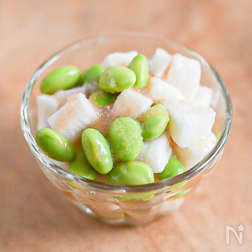 火を使わない！枝豆と長芋の辛子明太子和え