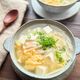 【豆腐とえのきのふわふわ卵の白だしスープ】