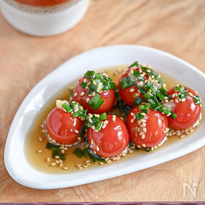 やみつき!ミニトマトのねぎだれまみれ