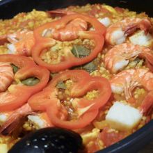 フライパンで作るパエリア