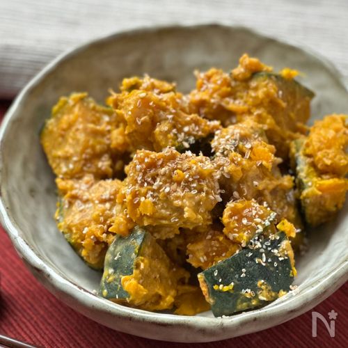 【レンジで5分】かぼちゃの和風サラダ♡胡麻マヨ和え