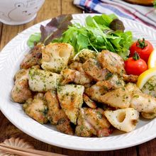 お箸が止まらん絶品おかず☆『鶏肉と蓮根ののり塩バター焼き』
