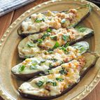 【ひよこ豆とひき肉のなすのボートグラタン】ジュワッとおいしい
