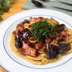 とろとろ茄子とベーコンのバター醤油パスタ