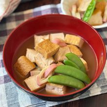 味しみしみ◎厚揚げとスナップエンドウの煮浸し