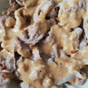 翔ママの作ってみた!投稿(レンジで絶品☆豚こまもやしのレンチン蒸し♪濃厚ピリ辛ごまだれ)