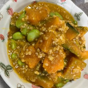 977の作ってみた!投稿(【かぼちゃのだしそぼろあん】レンジで完成！時短で和食副菜♡)
