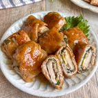 噛むほどジュワ〜♩椎茸のしそチー肉巻き