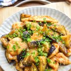 【胸様レシピ】たまらない味♪胸肉とナスの生姜焼き♪