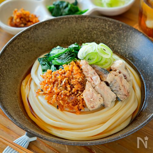 【サバ缶とザクザクラー油の冷やしうどん】簡単で美味しすぎる!