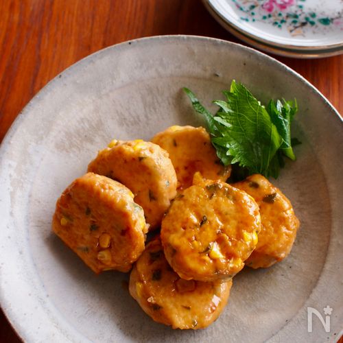 【とうもろこしと大葉のお豆腐つくね】プチっとふんわり♪