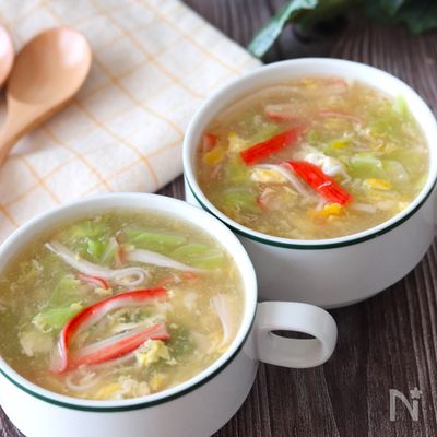 【白菜のカニ玉とろみスープ】トロトロ温まる~♪超簡単!