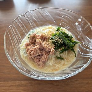 こむぎの作ってみた!投稿(コク旨ハマる！ツナと大葉みそのぶっかけそうめん)