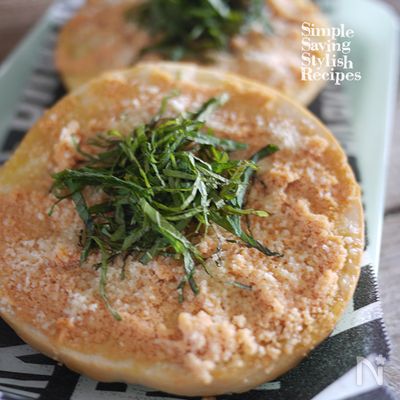 元気に朝ご飯！明太子チーズベーグルトーストの作り方