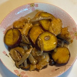 1253866の作ってみた!投稿(切って炒めるだけ🍳甘辛さつまチキン🍠✨)