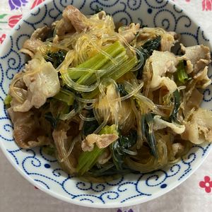 万福の作ってみた!投稿(事前戻し不要♪『豚肉と小松菜のうま塩♡はるさめ煮』)