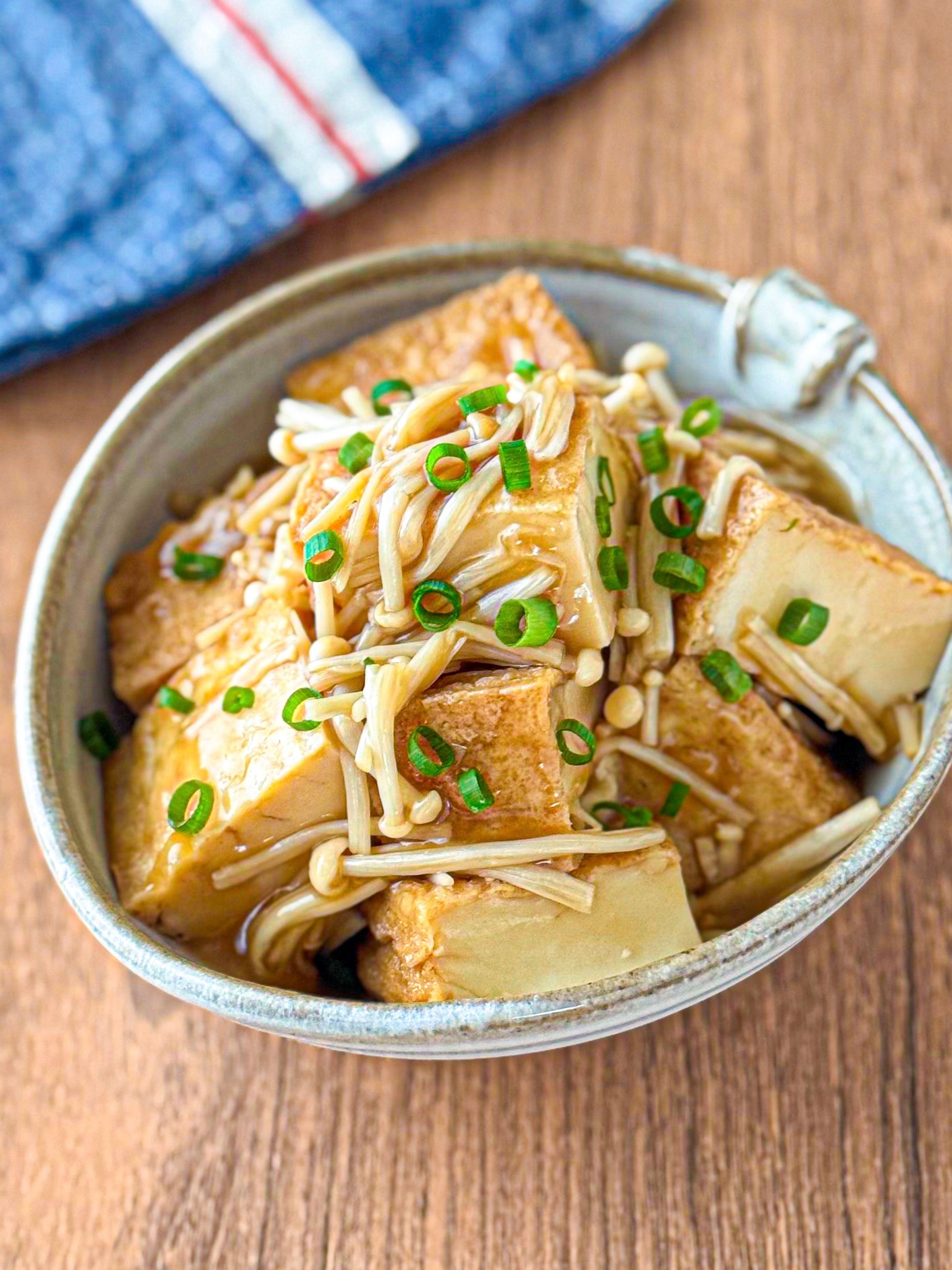 レンジで一発♪味しみ【えのきと厚揚げの甘辛煮】 | レシピサイトNadia