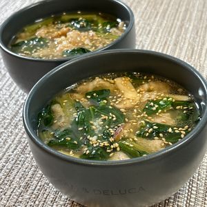 楽ラク手抜キッチン🐶🐾の作ってみた!投稿(食べ応え抜群♩豚肉と小松菜のおかずスープ)