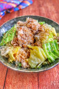 【豚こまキャベツの春雨炒め】旨だれで箸が進む♪
