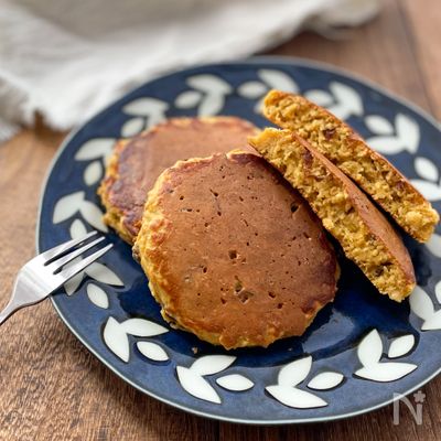 粉砕なし!レーズンオートミールパンケーキ