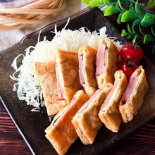 油揚げで簡単♪ 大葉入りチーズハムかつ風