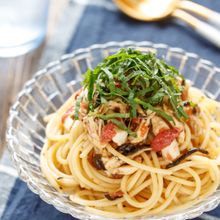 ささ身と梅塩昆布の冷製パスタ【#簡単 #節約 #ランチ】