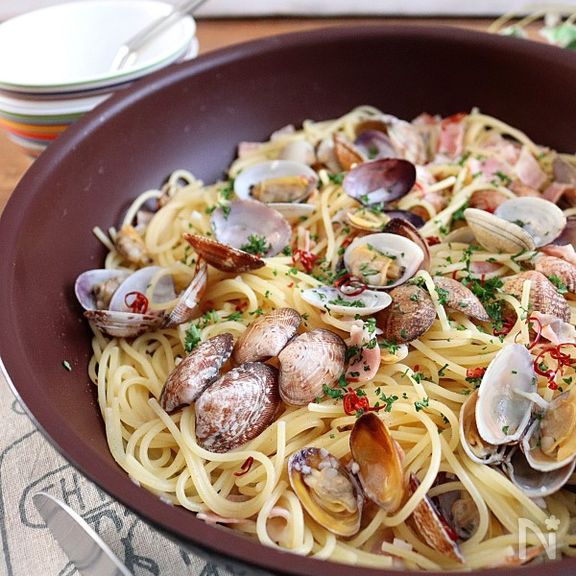 別茹でなし！フライパン１つでもちもち絶品＊ボンゴレビアンコ